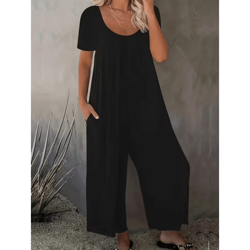EasyFlow Plus Size Womens Summer Jumpsuit With Pockets 1