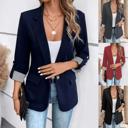 urbanchic womens slim fit blazer with rolled sleeves