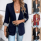 UrbanChic Womens Slim Fit Blazer With Rolled Sleeves 0