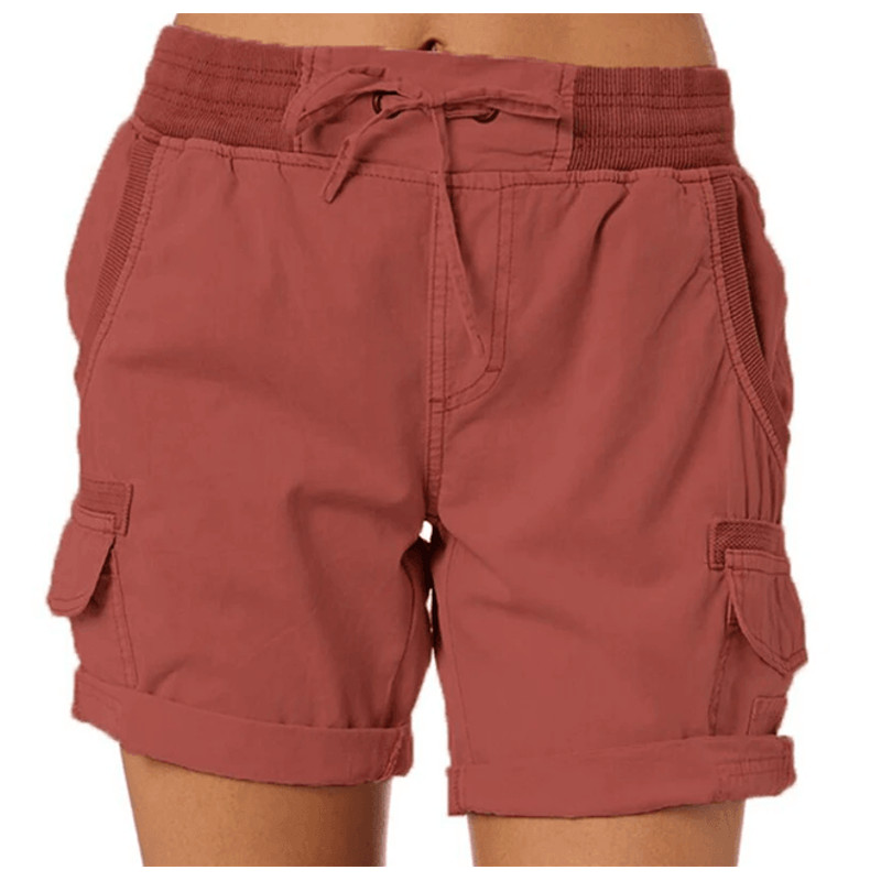 BreezeFit Womens Cotton Linen Cargo Shorts With Elastic Waist 1