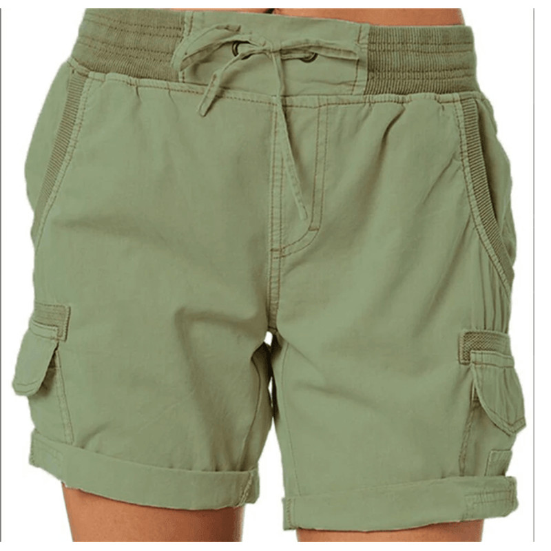 BreezeFit Womens Cotton Linen Cargo Shorts With Elastic Waist 2