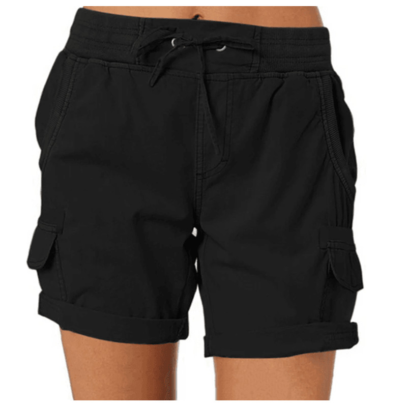 BreezeFit Womens Cotton Linen Cargo Shorts With Elastic Waist 3