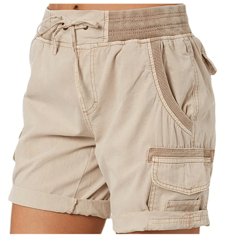 BreezeFit Womens Cotton Linen Cargo Shorts With Elastic Waist 5