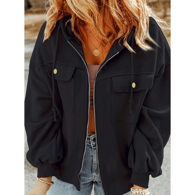 CozyLayer Plus Size Womens Fleece Zip Up Hooded Jacket 0