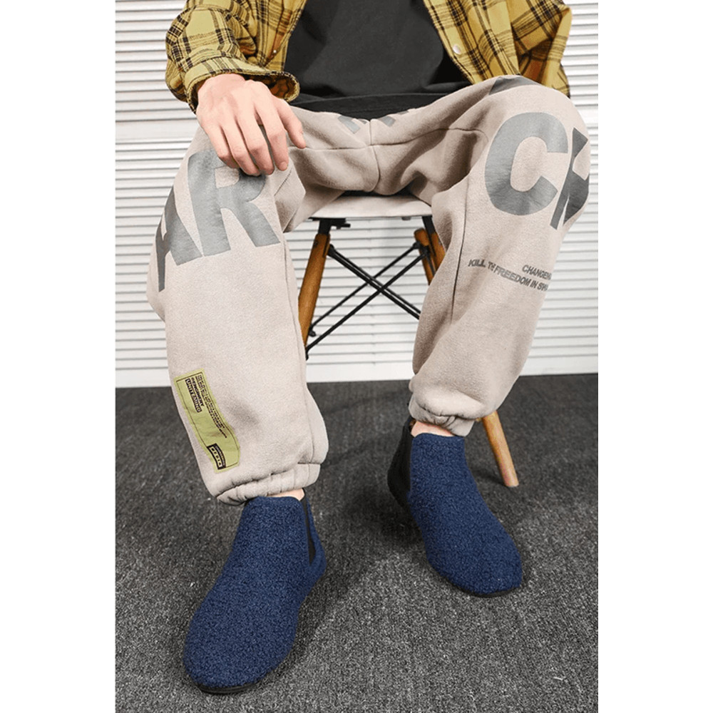 Mens Winter Warm Cotton Slippers Indoor Plush Anti Slip Soft Sole Shoes 1