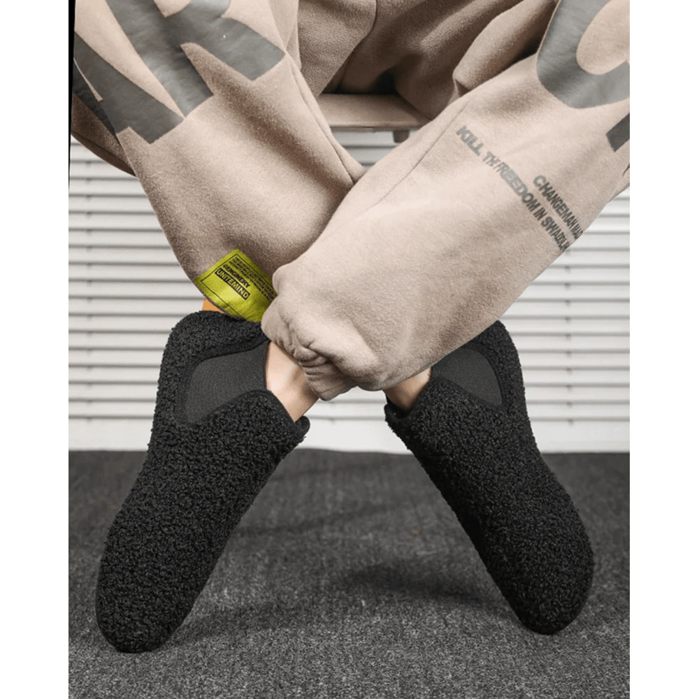 Mens Winter Warm Cotton Slippers Indoor Plush Anti Slip Soft Sole Shoes 2