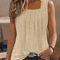 Womens Sleeveless Square Neck Tank Top Casual Hollow Loose Blouse Plus Size 1