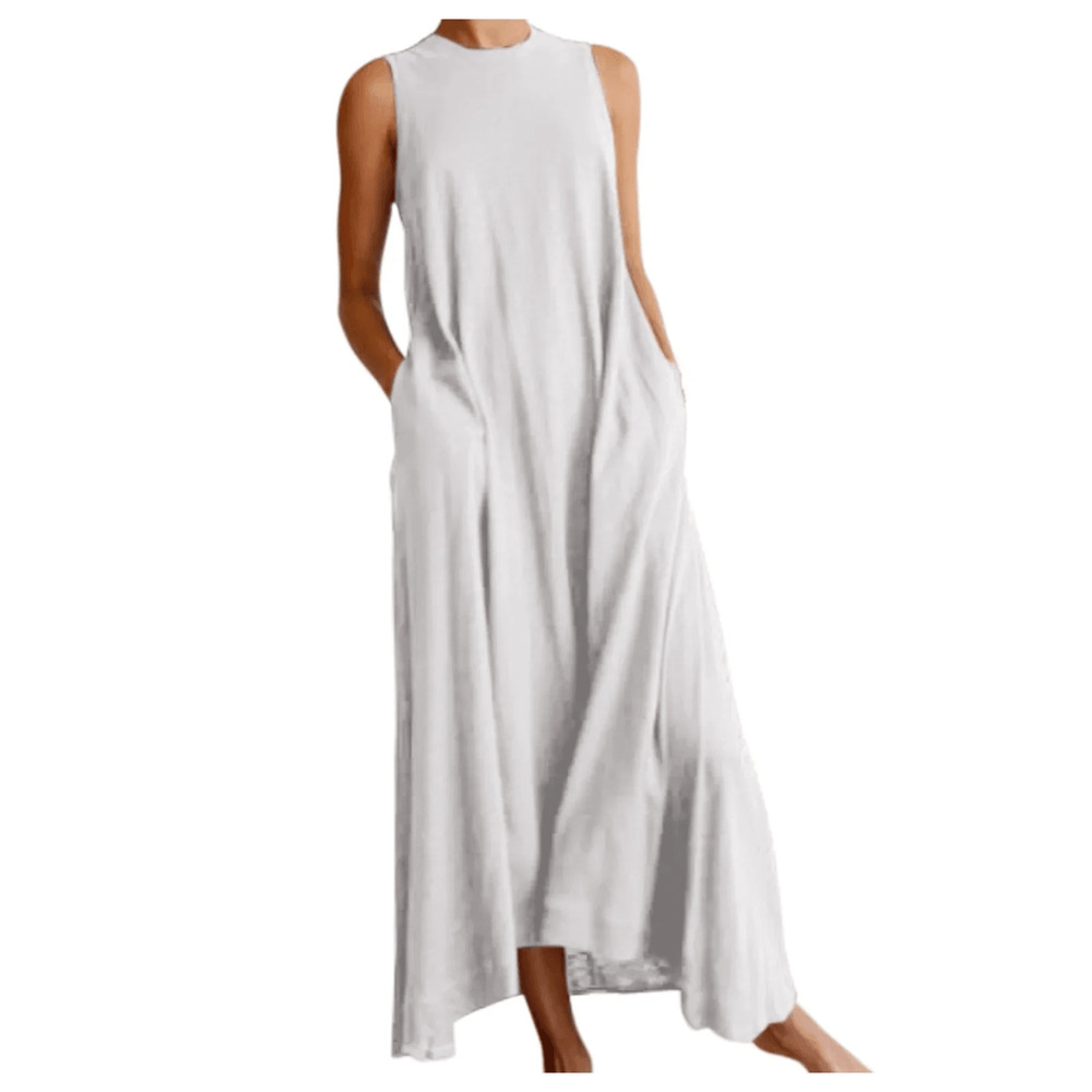 Plus Size Knit Summer Dress Womens Casual Round Neck Long Dress 3