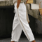 Womens White Lace Cropped Pants Casual Summer Loose Fit Trousers 0