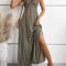 Boho Summer Backless Split Thigh Maxi Dress 3
