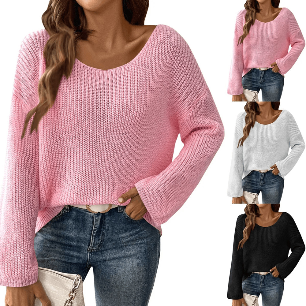 Womens Off Shoulder Pullover Sweater With Flare Sleeves 0