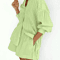 Womens Cotton Two Piece Set With Long Sleeve Shirt And Shorts 0