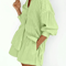 Womens Cotton Two Piece Set With Long Sleeve Shirt And Shorts 0