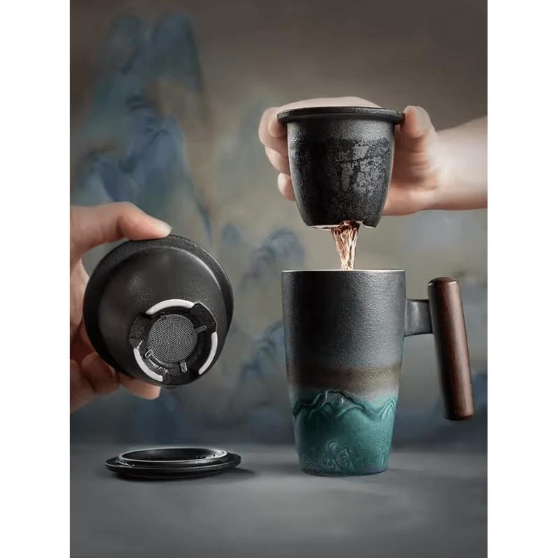 Handmade Ceramic Coffee Mug Large Retro Tea Cup 0