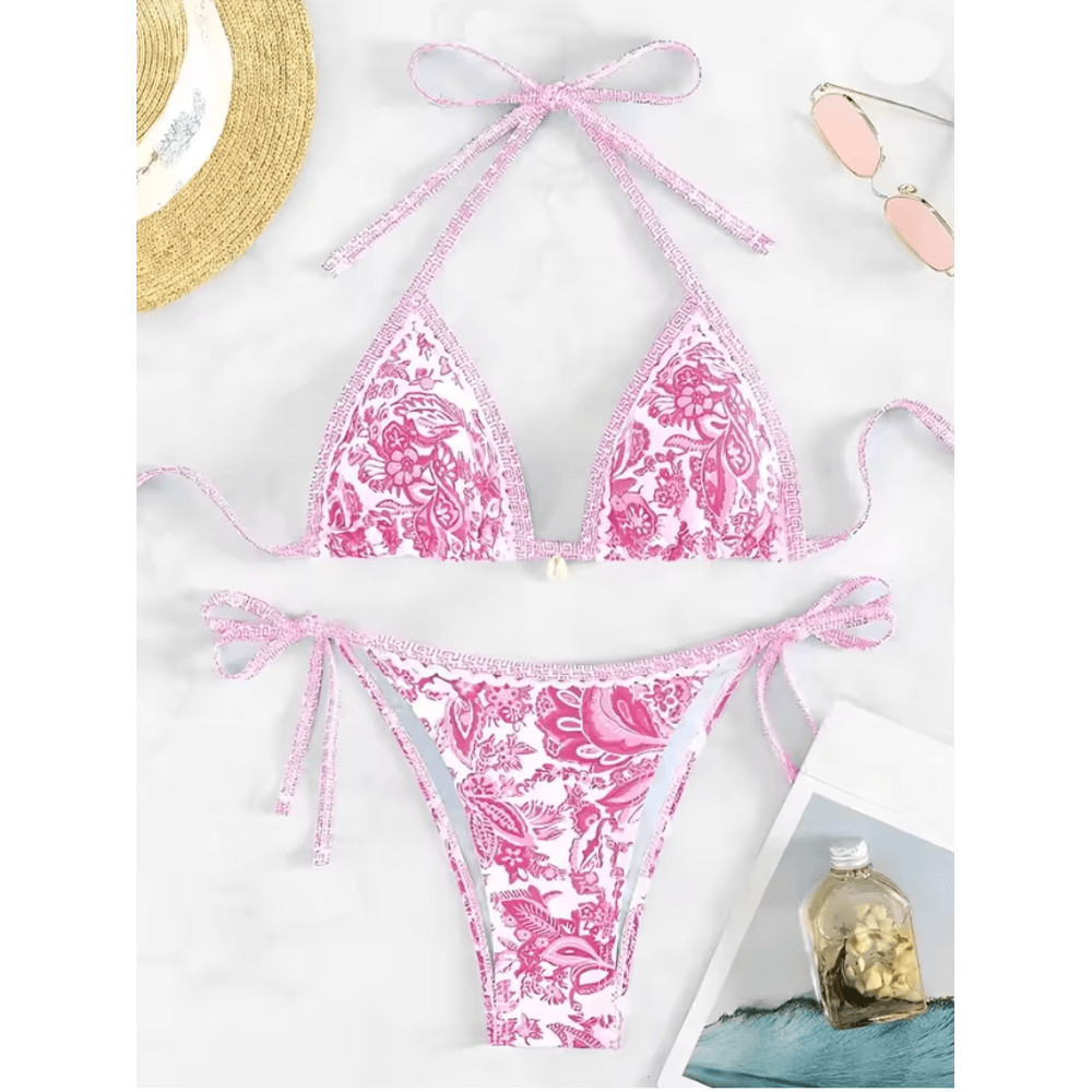 Summer Halter String Triangle Bikini Two Piece Swimwear For Women 0