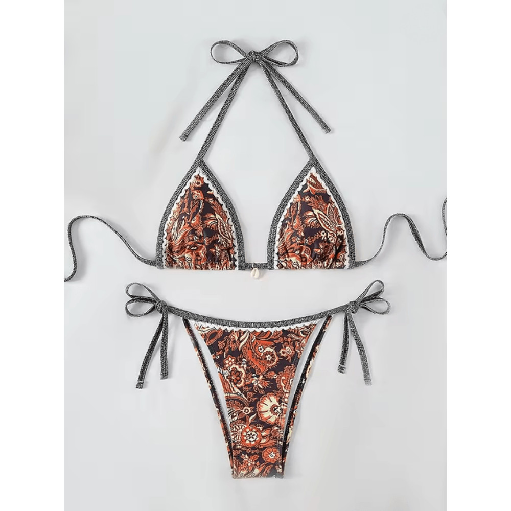 Summer Halter String Triangle Bikini Two Piece Swimwear For Women 5