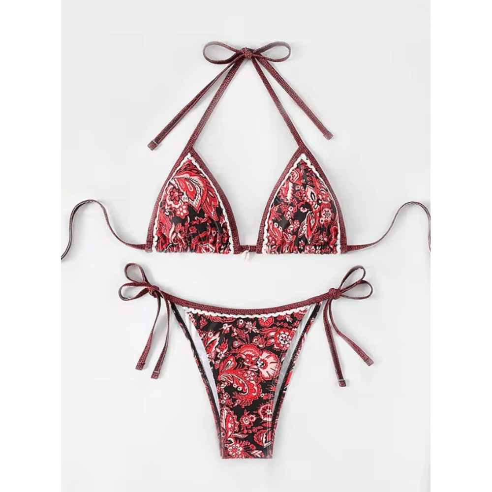 Summer Halter String Triangle Bikini Two Piece Swimwear For Women 7