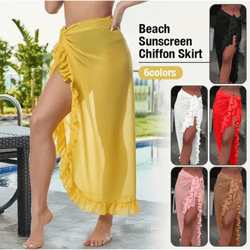 Elegant Ruffle Sarong Beach Cover Up Skirt For Women 1