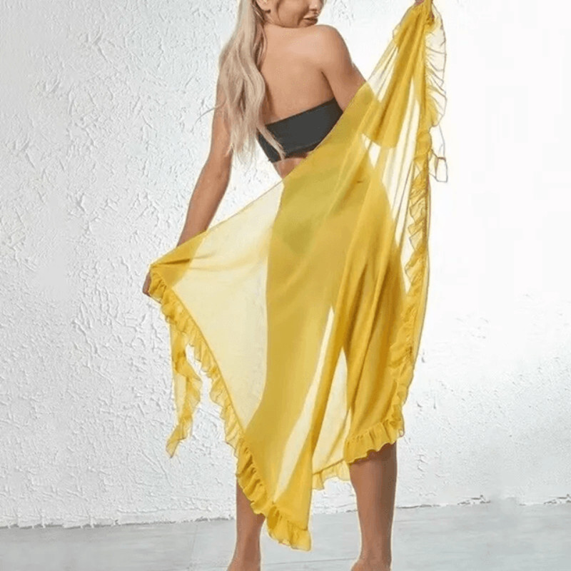 Elegant Ruffle Sarong Beach Cover Up Skirt For Women 5