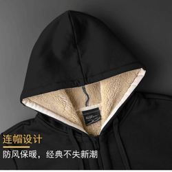 mens lambswool fleece hoodie winter warm zipper jacket