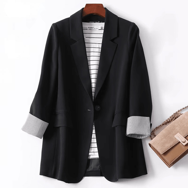Elegant Plaid Women Blazer Long Sleeve Casual Office Jacket 1