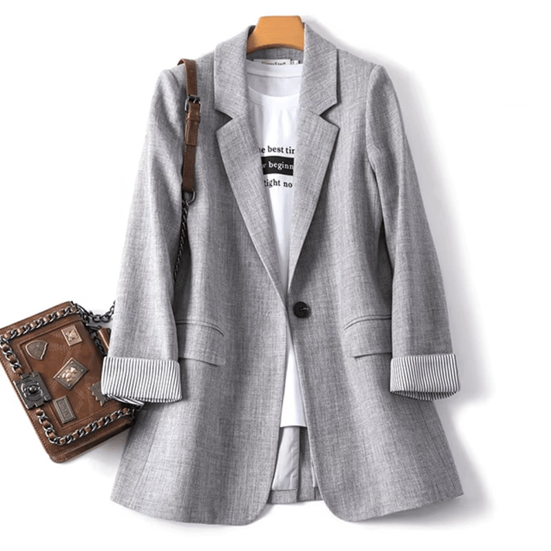 Elegant Plaid Women Blazer Long Sleeve Casual Office Jacket 2