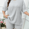 Cozy Chic Plus Size Lounge Set For Women Two Piece Ribbed Top And Shorts Pajamas 0