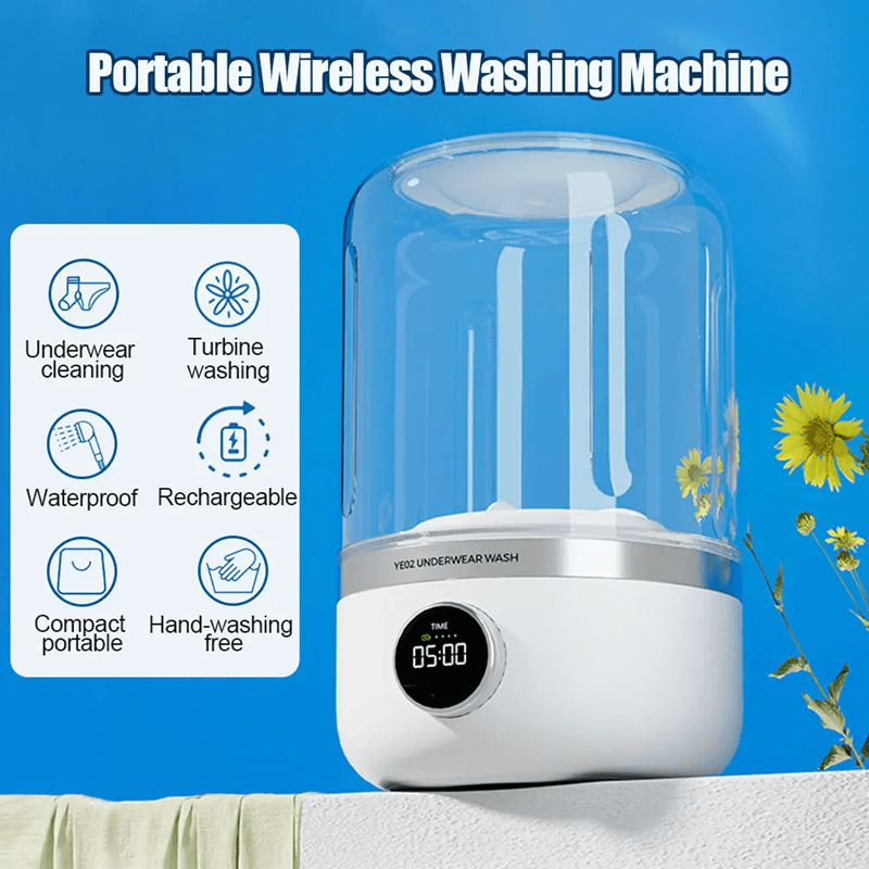 Portable Cordless Mini Washing Machine USB Rechargeable Travel Laundry Washer 0
