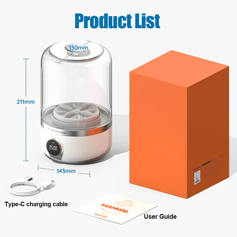 Portable Cordless Mini Washing Machine USB Rechargeable Travel Laundry Washer 3