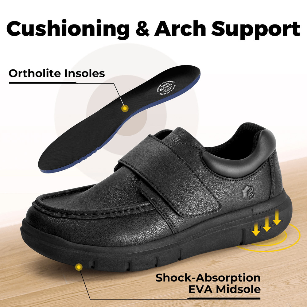 Wide Fit Mens Leather Walking Shoes Comfortable Oxford Style Business Wear 1