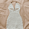 Soleia Ombre Knit V Neck Vacation Dress With Wooden Bead Detailing 0