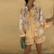 Summer Getaway High Waist Print Shorts Set Womens Lantern Sleeve Top And Casual Vacation Outfit 0