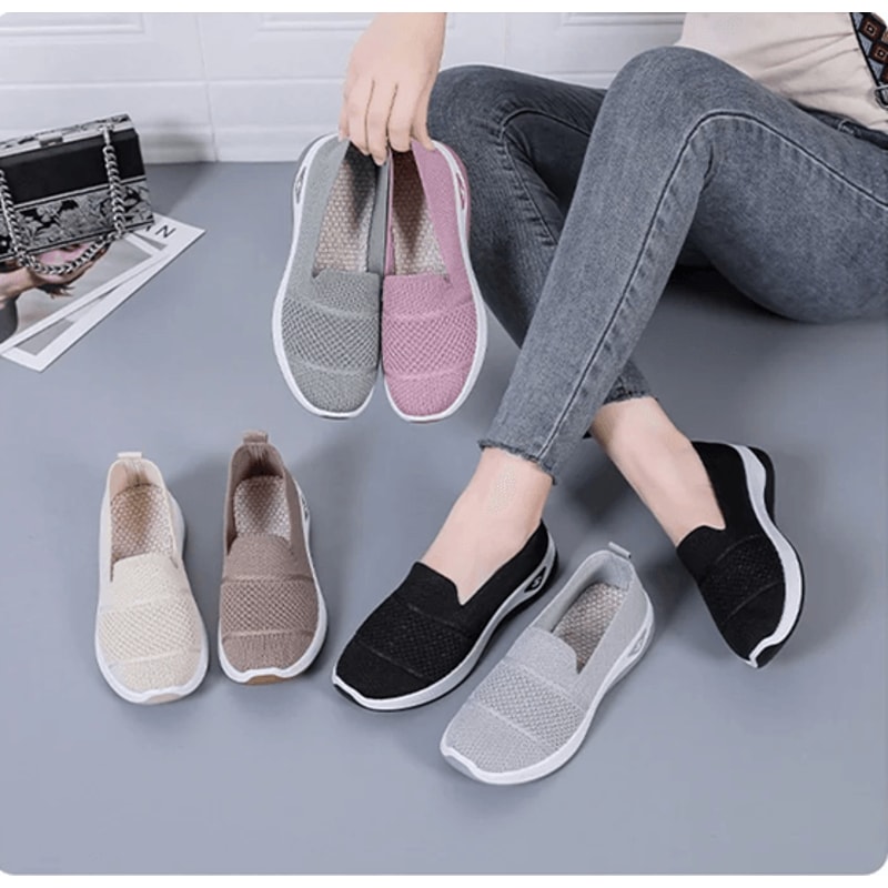 Breathable Wedge Heel Loafers For Women Slip On Knitted Walking Shoes 0