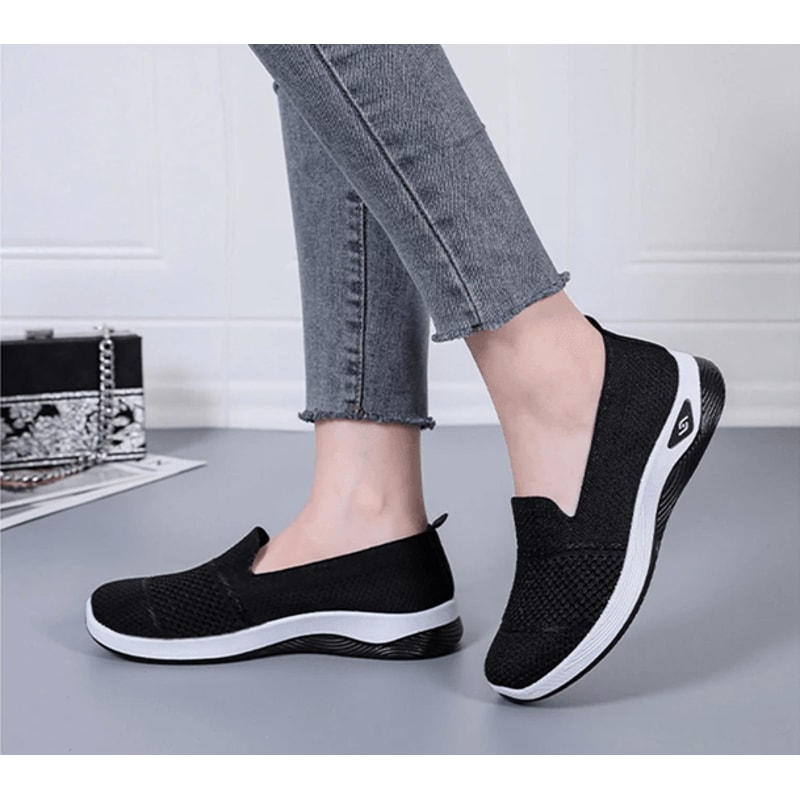 Breathable Wedge Heel Loafers For Women Slip On Knitted Walking Shoes 1