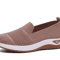 Breathable Wedge Heel Loafers For Women Slip On Knitted Walking Shoes 2