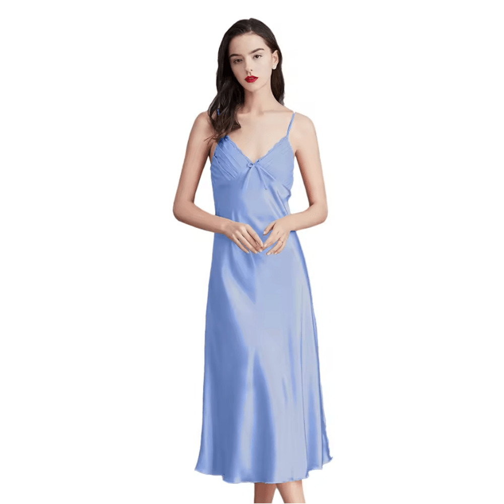 Elegant Satin Silk Nightgown For Women Sleeveless Long Slip Dress 6