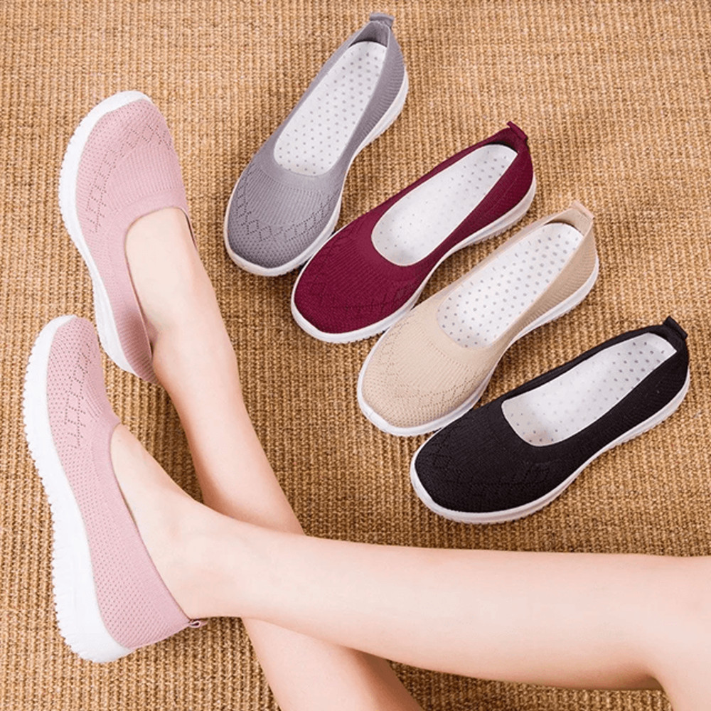 Womens Flat Soled Cloth Shoes Breathable Slip On Comfort Loafers 0