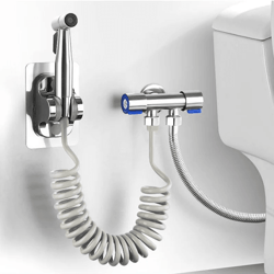 stainless steel handheld bidet sprayer set for toilet with self cleaning nozzle