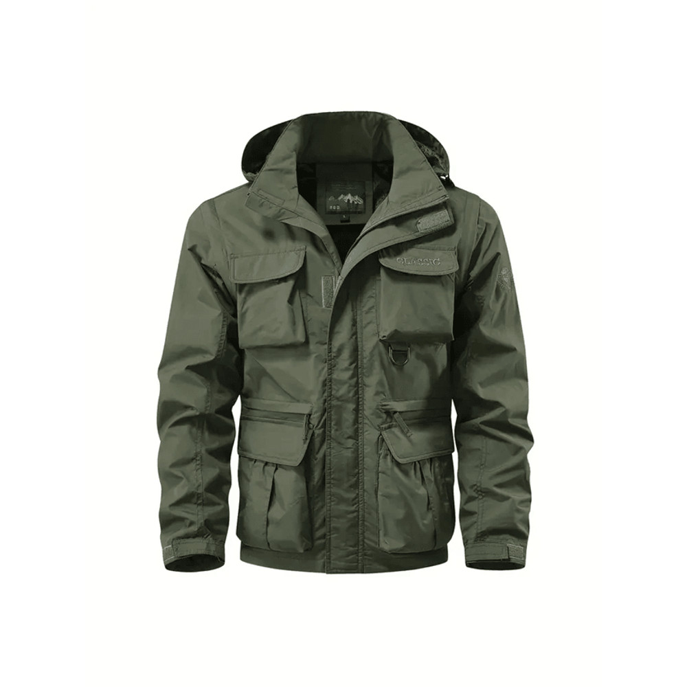 Mens Waterproof Hooded Jacket With Detachable Sleeves Multi Pocket Outdoor Windproof Coat 0