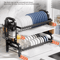 2 Tier Dish Drying Rack With Drainboard And Utensil Holder Rust Proof Compact Kitchen Organizer 1