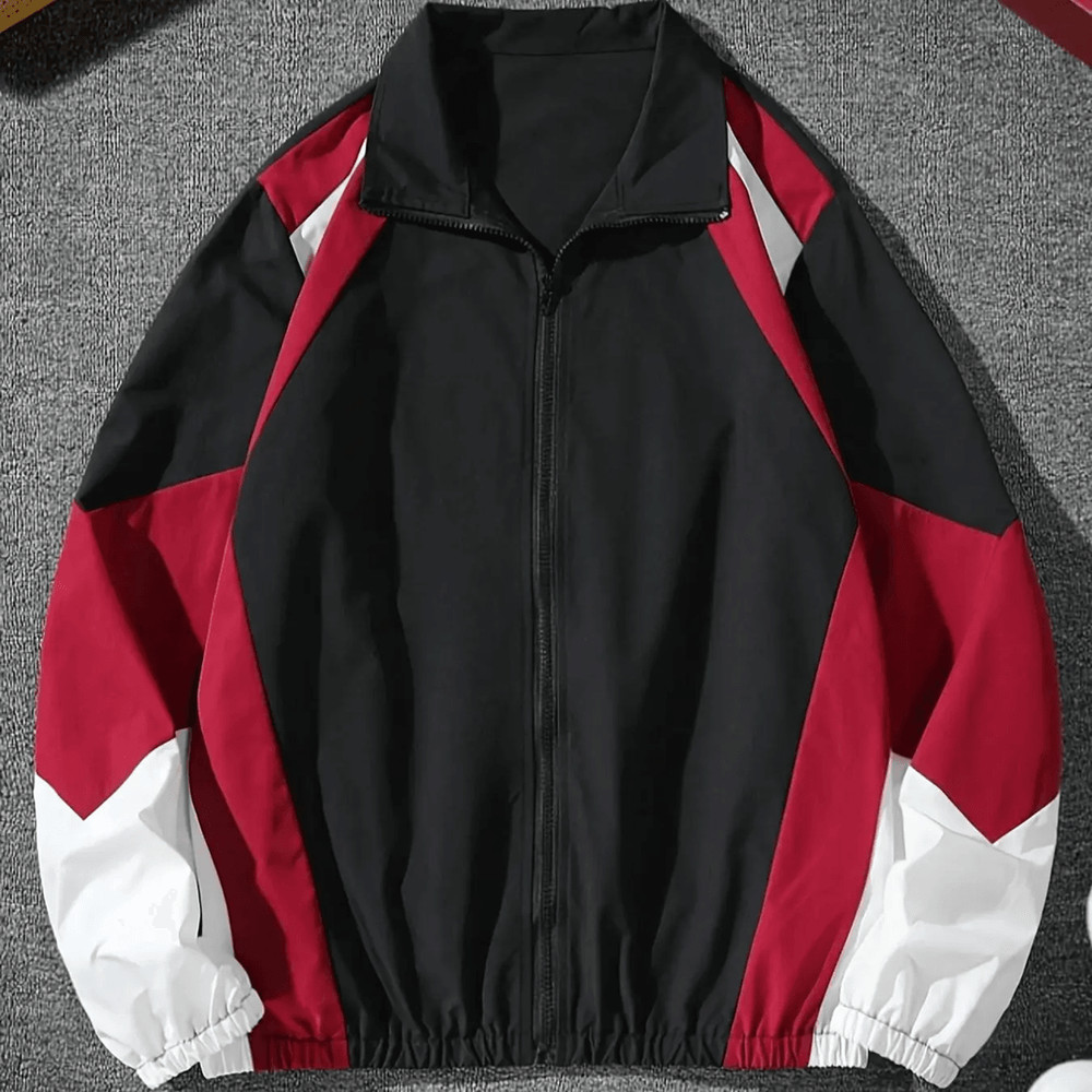 Mens Lightweight Windproof Jacket Casual Color Block Travel Coat 0