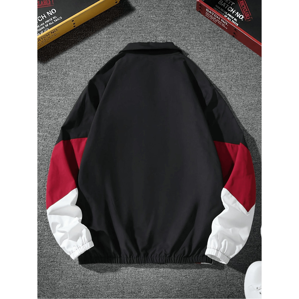 Mens Lightweight Windproof Jacket Casual Color Block Travel Coat 1