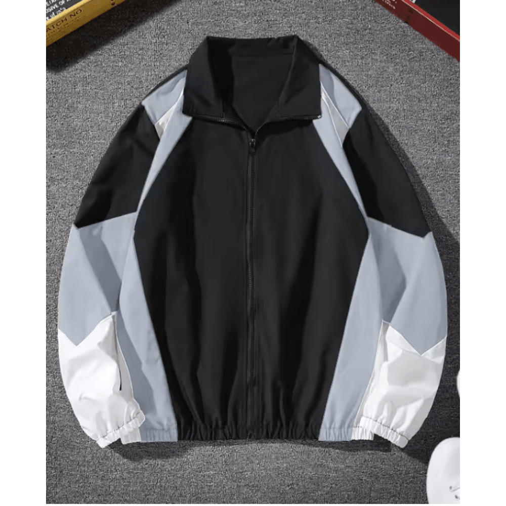 Mens Lightweight Windproof Jacket Casual Color Block Travel Coat 2