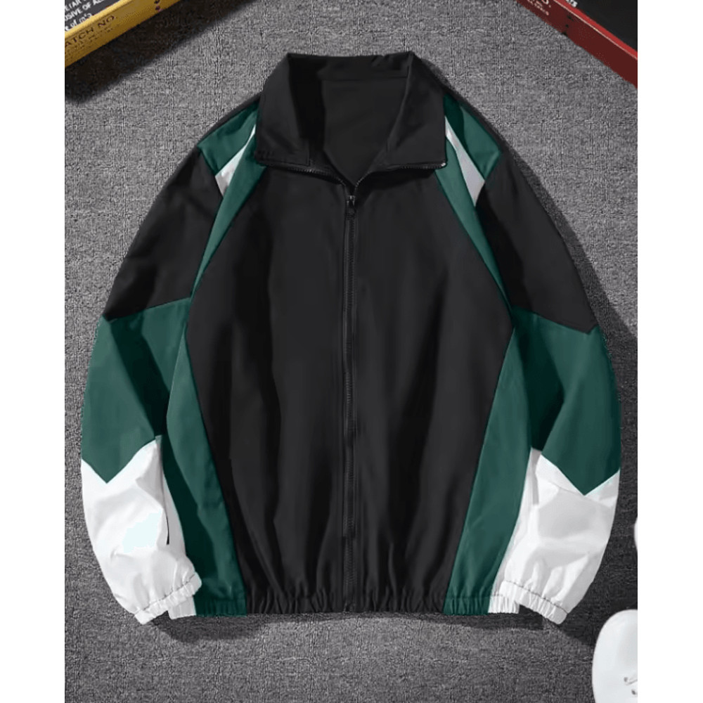 Mens Lightweight Windproof Jacket Casual Color Block Travel Coat 3