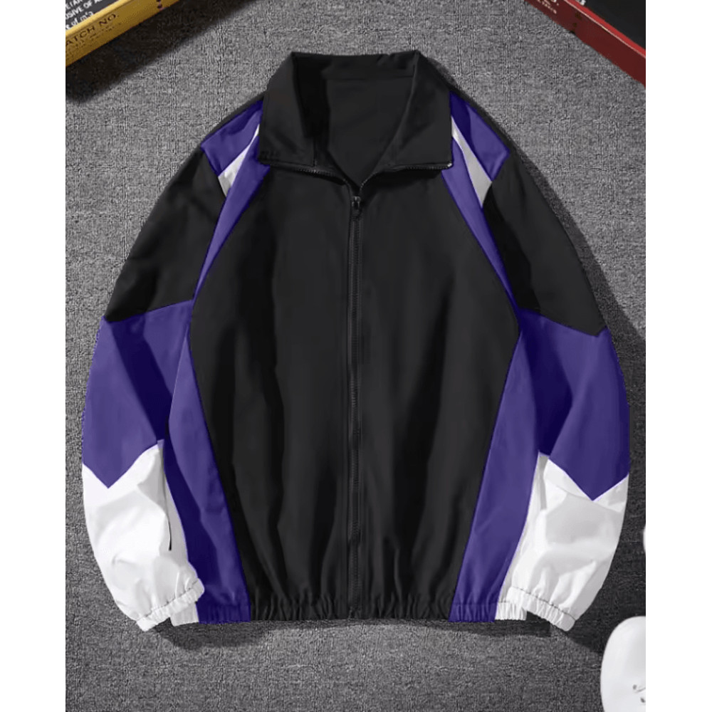 Mens Lightweight Windproof Jacket Casual Color Block Travel Coat 4