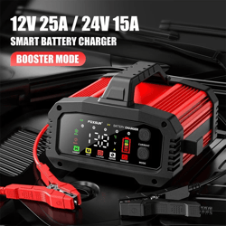 smart car battery charger 25a 15a for 12v 24v agm gel lifepo4 motorcycle and auto batteries