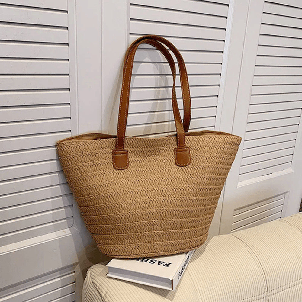 Womens Straw Beach Bag Large Capacity Woven Tote Shoulder Handbag 2