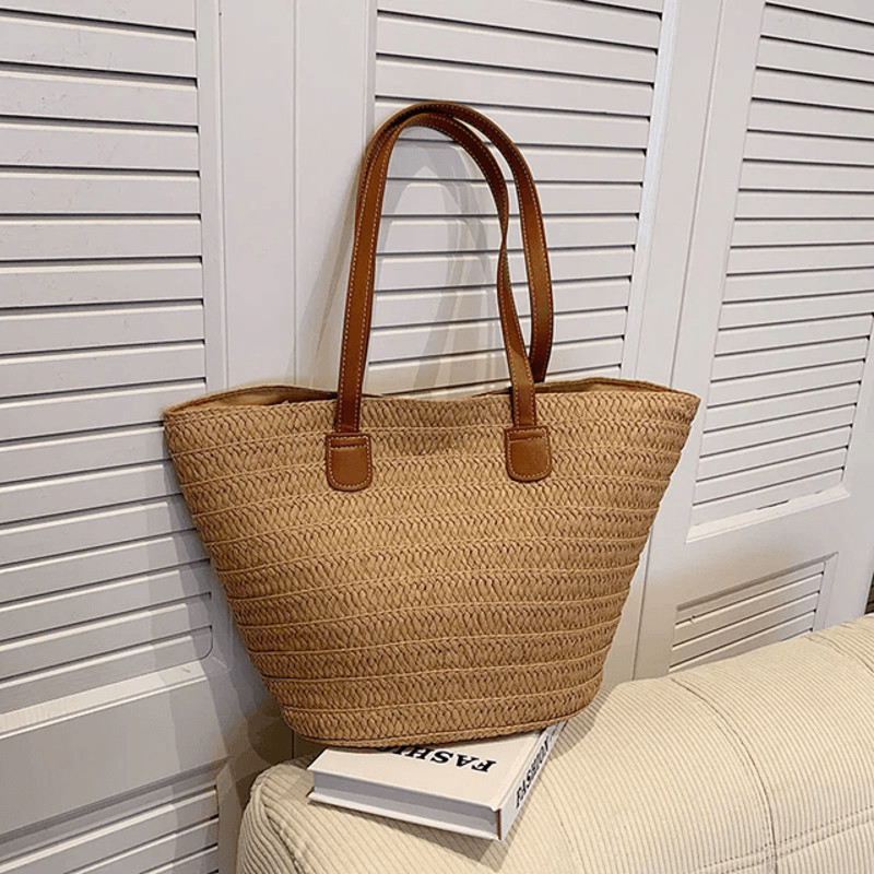 Womens Straw Beach Bag Large Capacity Woven Tote Shoulder Handbag 2