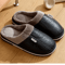 Mens Winter Slippers With PU Leather Waterproof Upper And Warm Fur Lining 2