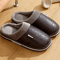 Mens Winter Slippers With PU Leather Waterproof Upper And Warm Fur Lining 4